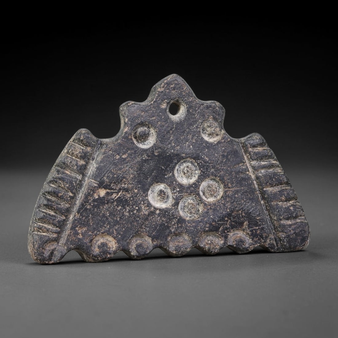 Ancient Sumerian Civilization Decorated Crescent-Form Stone Amulet (4500-2000 BCE), 84AJ (1 of 2)
