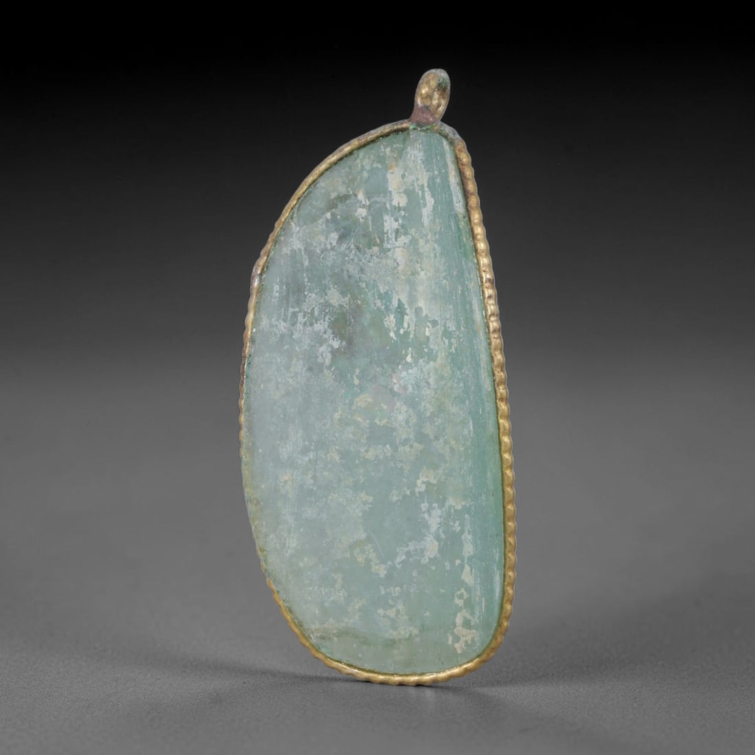 Ancient Roman Glass Slag in Modern Gilt-Edge Pendant, 72AK (1 of 2)