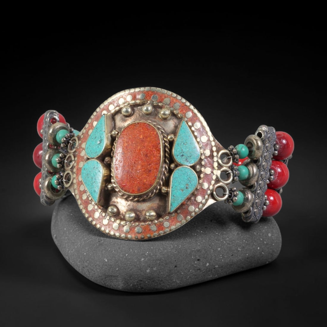 A Central Asian Multi-Metal Multi-Stone Bracelet, 94AK (1 of 2)
