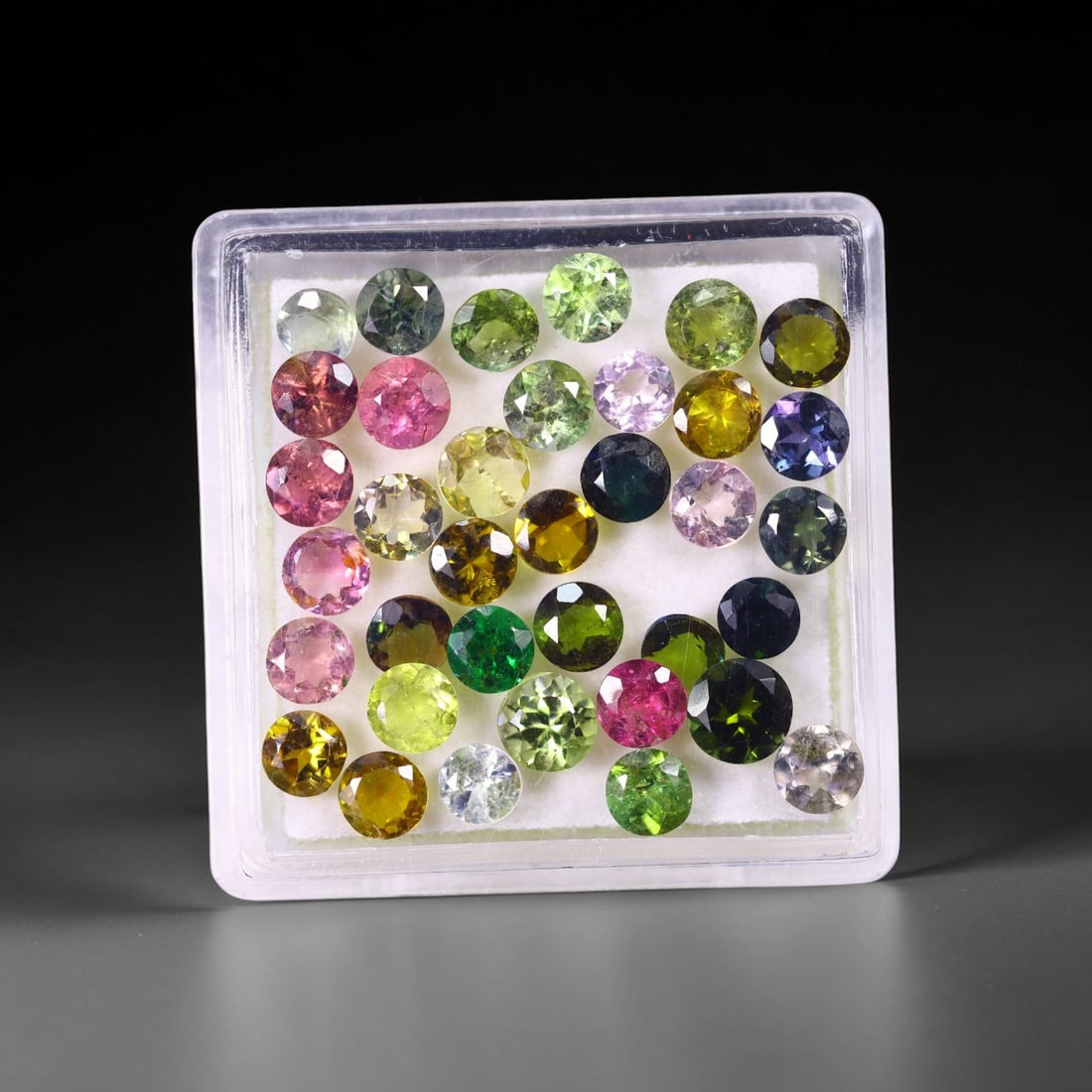 6.49 cts Natural Tourmaline Set - Fancy Mixed Colour Lot , 900C: No Reserve Gems Auction Subject: Natural Tourmaline Size Range: 3.4mm - 3.6mm x 2mm