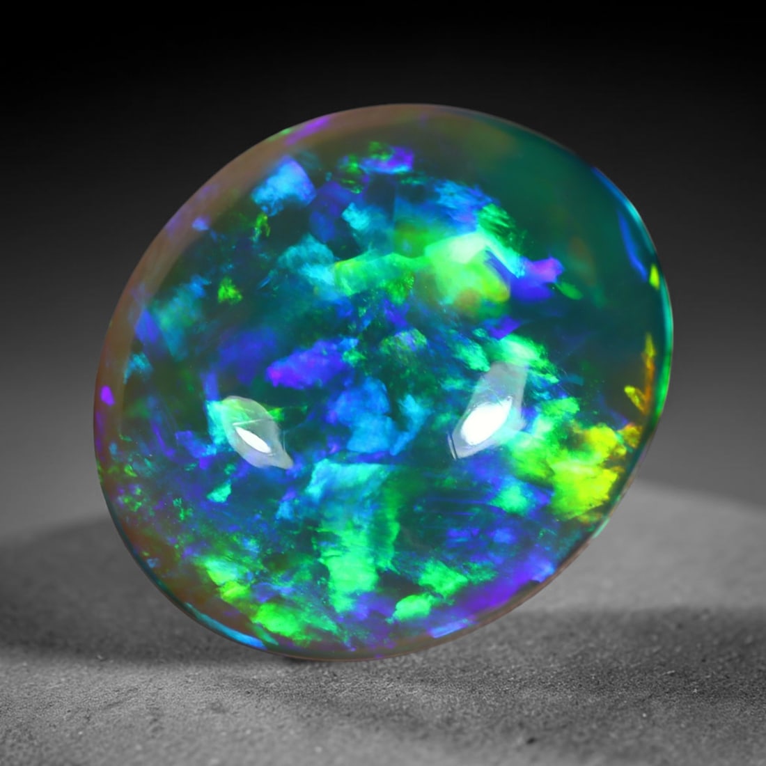 2.50Ct Natural Ethiopian Black Opal - 12.6x10.9x4.3 mm , 811C: No Reserve Gems Auction Subject: Natural Ethiopian Welo Opal Origin: Ethiopia Treatment: Smoked