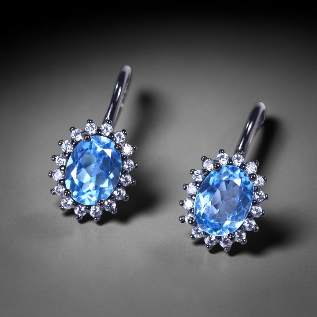 Earrings Topaz & Zircon - 925 Sterling Silver - Black Gold Plated , 463E: No Reserve Gems Auction Subject: Natural Topaz & Zircon Origin: Thailand Carat Weight: 15.20ct Dimension: Gemstone 6x8mm Type: Earrings