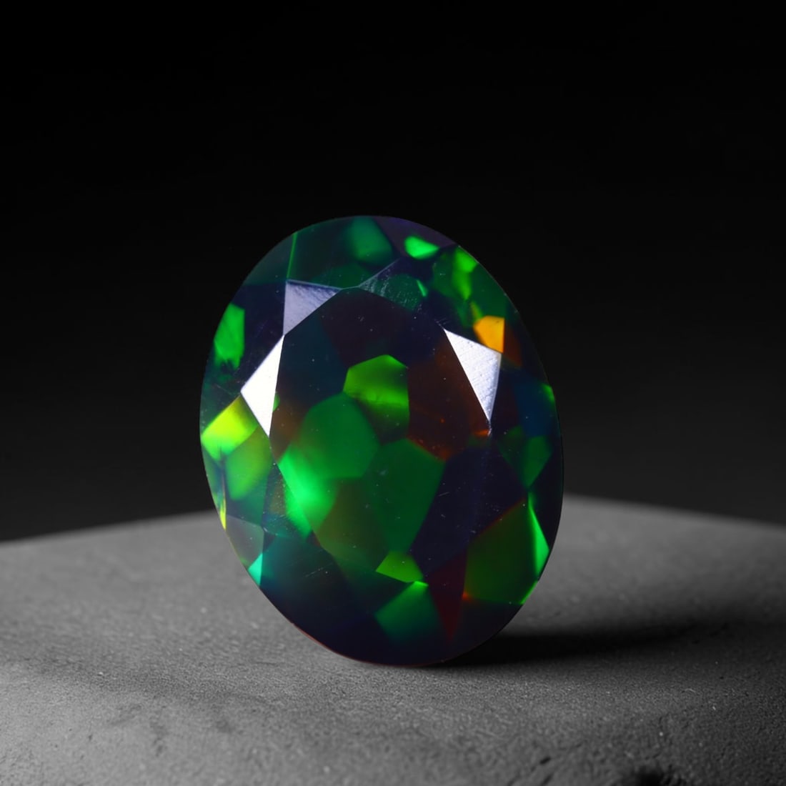 1.81 Ct Black Opal Faceted Cut Polished - Ethiopian Opal - 10x8mm , 933C: No Reserve Gems Auction Subject: Natural Ethiopian Welo Black Opal Origin: Ethiopia Treatment: Smoked
