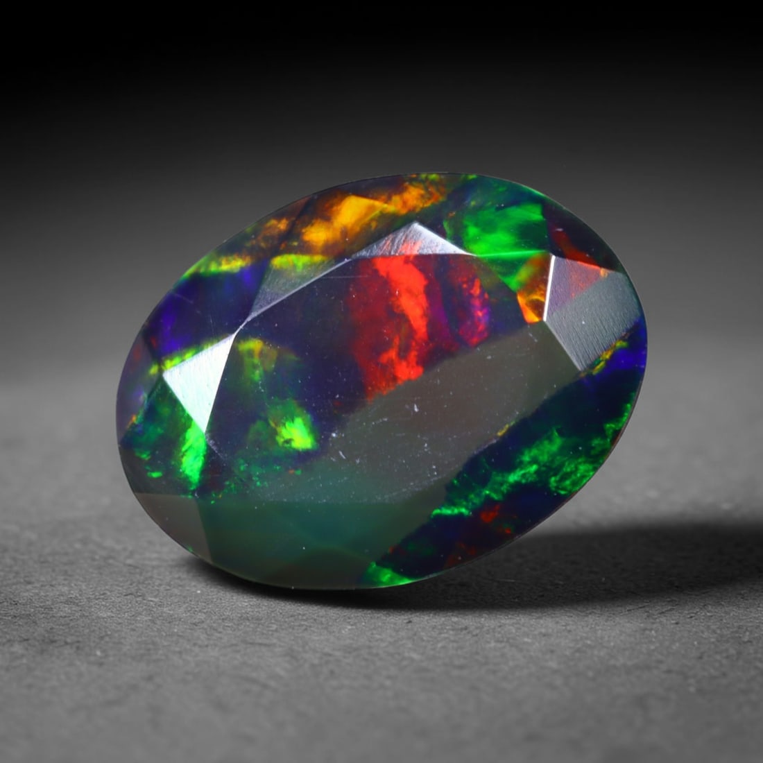 1.49 Ct Black Opal Faceted Cut Polished - Ethiopian Opal - 10x7mm , 946C: No Reserve Gems Auction Subject: Natural Ethiopian Welo Black Opal Origin: Ethiopia Treatment: Smoked
