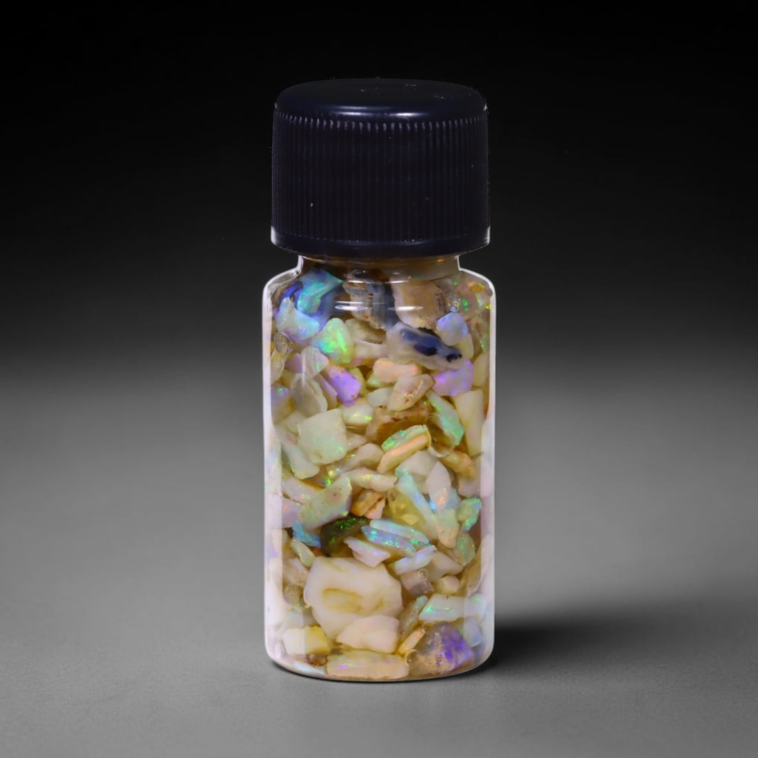 Australian Lightning Ridge Crystal Black Opal Rough Chip Jar (Good For Display), 766B: No Reserve Gems Auction Subject: Natural Australian Opal Origin: Australia Quantity: 1 Jar as photo