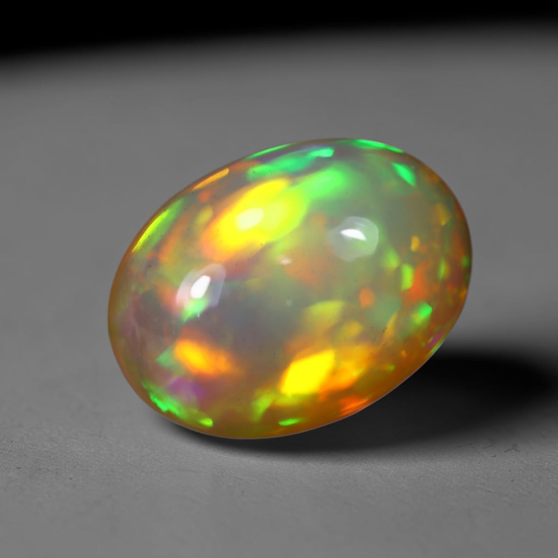 *3.15Ct Welo Opal Polished - Ethiopian Opal , 459C: No Reserve Gems Auction Subject: Natural Ethiopian Welo Opal Origin: Ethiopia Carat Weight: 3.15Ct Dimension: 11.8x8.7x6.2 mm Treatment: Natural Untreated Type: Cabochon,