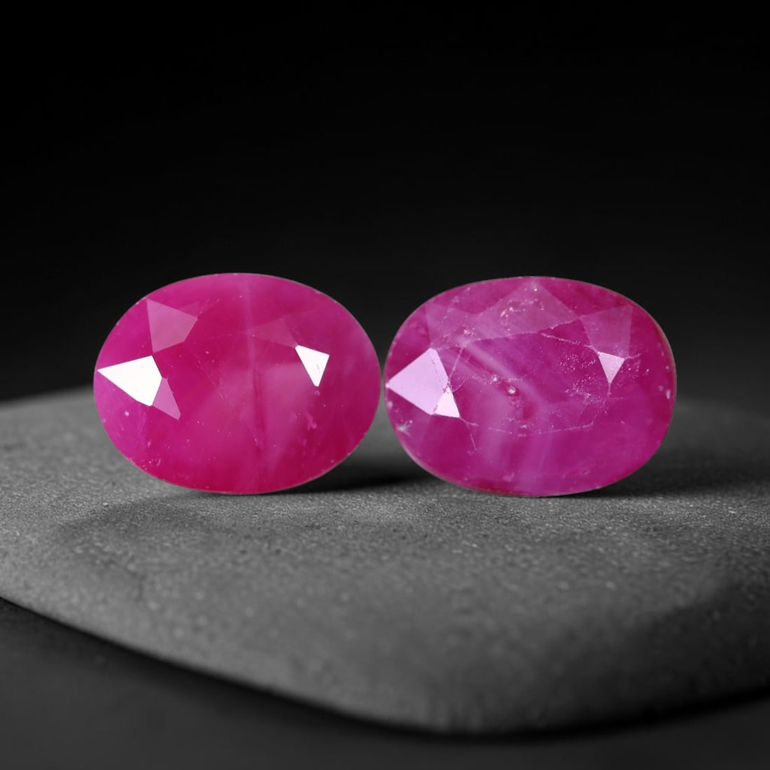 5.67 Ct Ruby Set - 9x7x5mm , 994C: No Reserve Gems Auction Subject: Natural Ruby Origin: Burma Treatment: Heated Type: Faceted, Polished