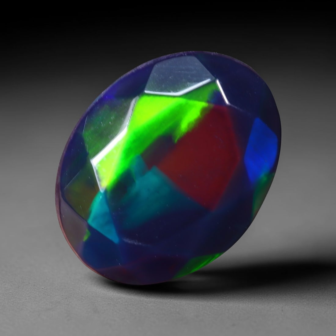 1.85 Ct Black Opal Faceted Cut Polished - Ethiopian Opal - 10x8mm , 915C: No Reserve Gems Auction Subject: Natural Ethiopian Welo Black Opal Origin: Ethiopia Treatment: Smoked
