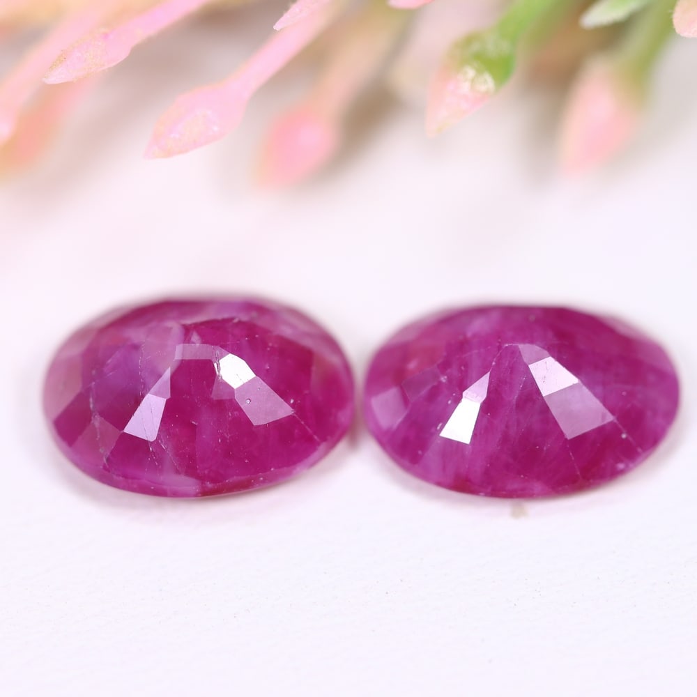 7.63Ct Red Ruby Set - Polished Faceted , 1186E - 2