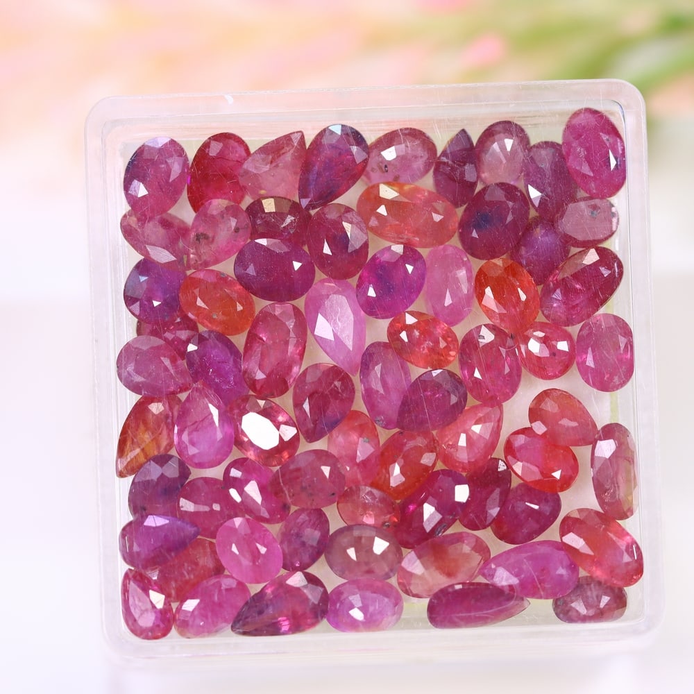 12.50Ct Red Ruby Set - Polished Faceted , 491B - 2
