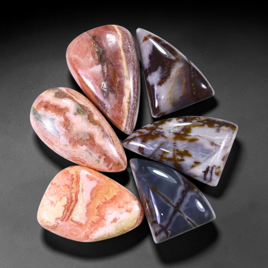 134Ct Multi Agate Cabochon Set - Polished - 28x15 mm Approx, 418B: No Reserve Gems Auction Subject: Natural Agate Treatment: Natural Untreated Type: Cabochon, Polished