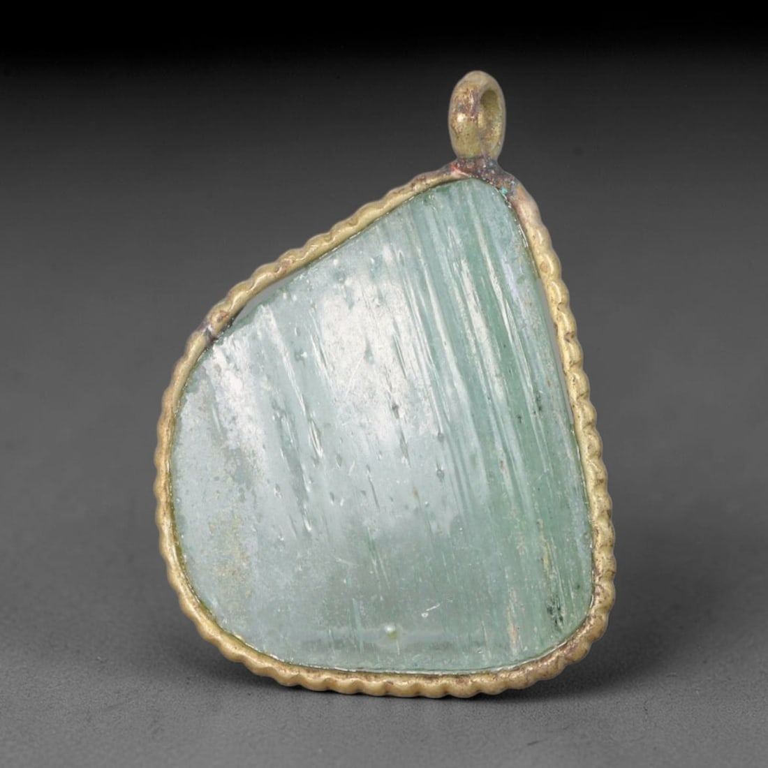 Ancient Roman Glass Slag in Modern Gilt-Edge Pendant, 77AK (1 of 2)