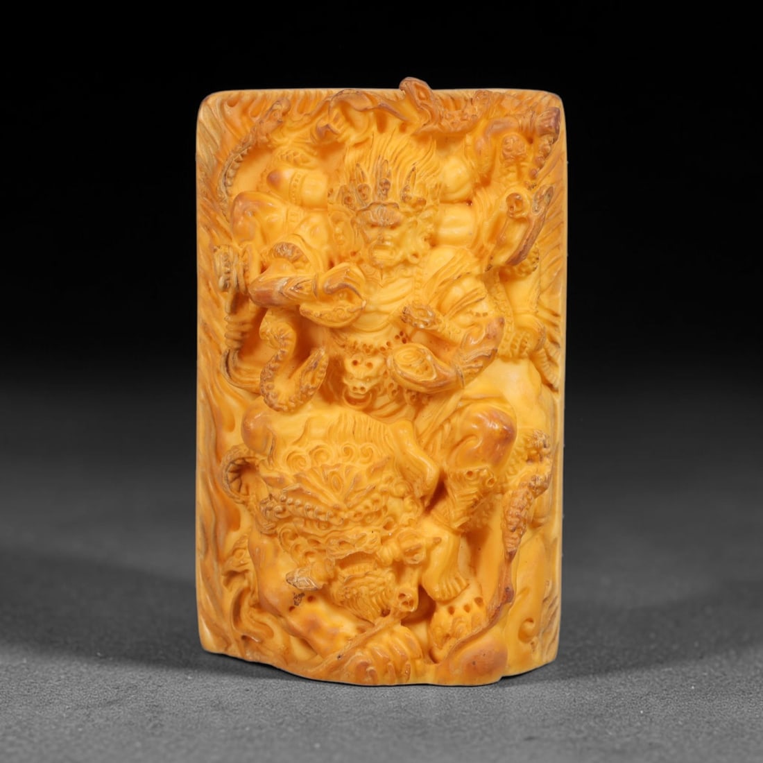 A Tibetan Guardian Deity Carved Tagua Nut Pendant Amulet, 98BC (1 of 2)