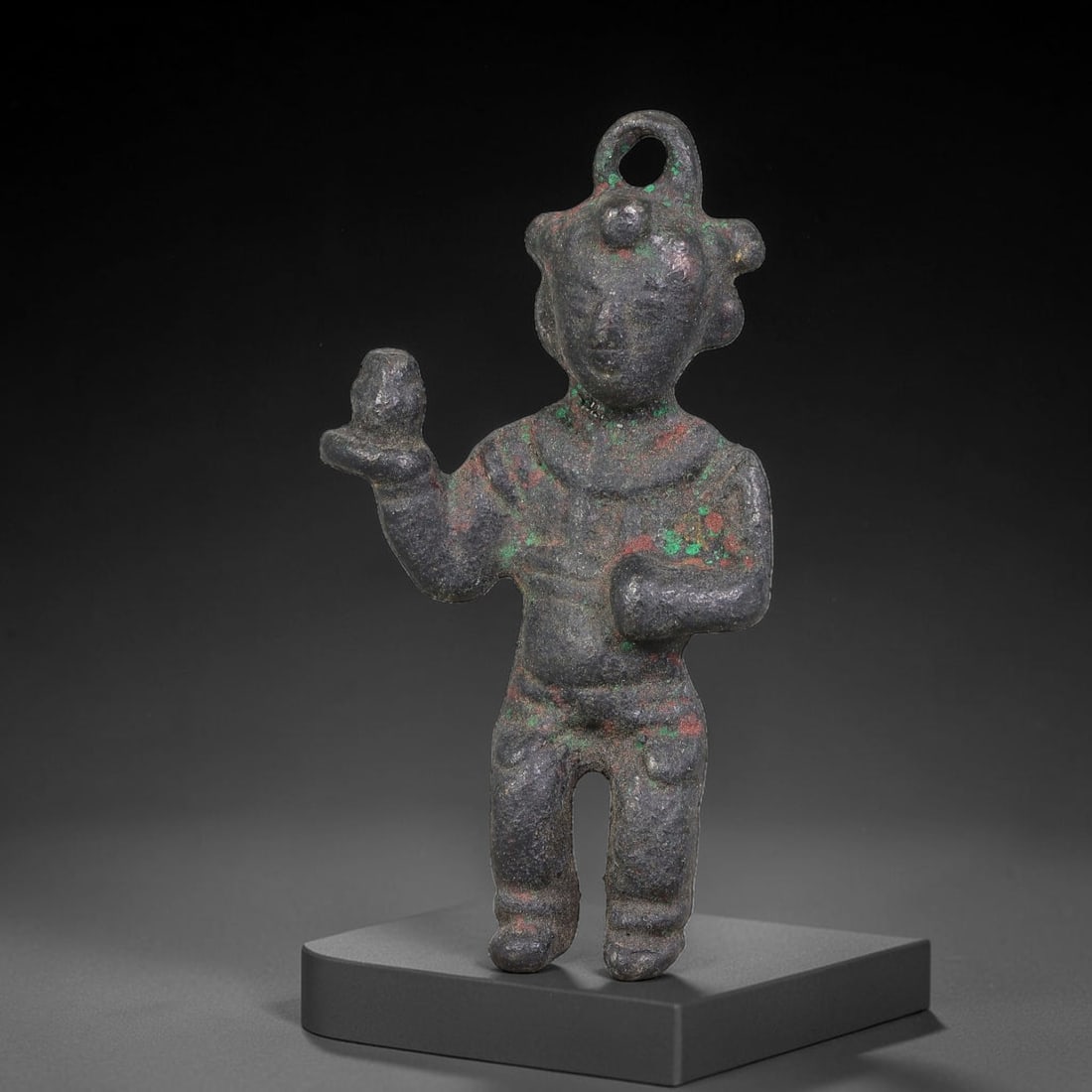 A Chinese Bronze Standing Attendant Pendant Figurine, 43AD (1 of 2)