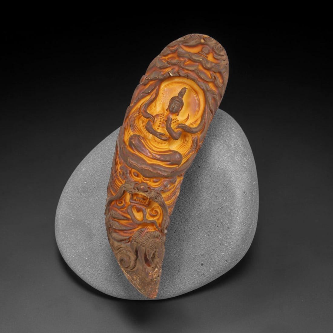 A Tibetan Buddha Deity Carved Tagua Nut Pendant Amulet, 4AD (1 of 2)