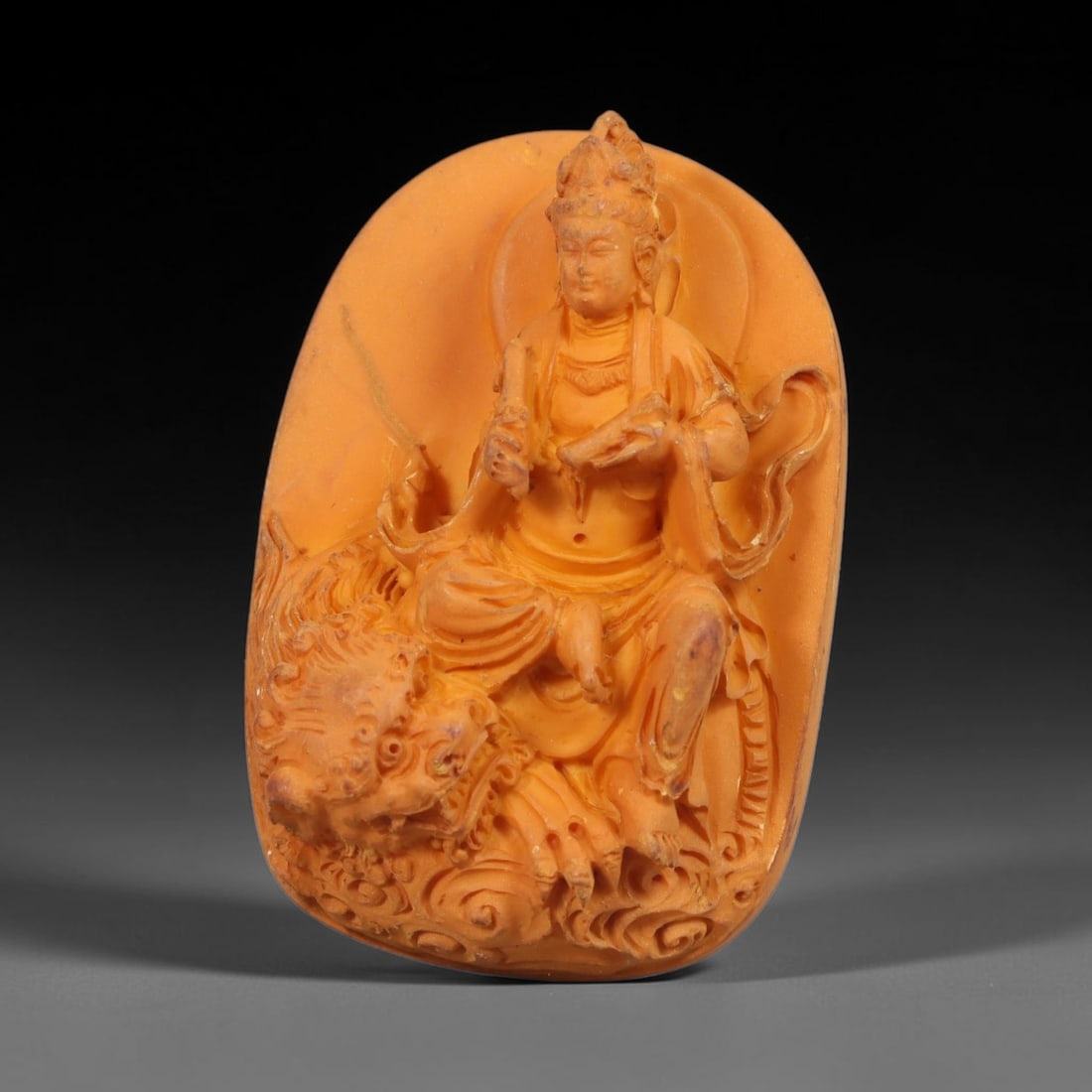 A Tibetan Manjushri Deity Carved Tagua Nut Pendant Amulet, 92BC (1 of 2)