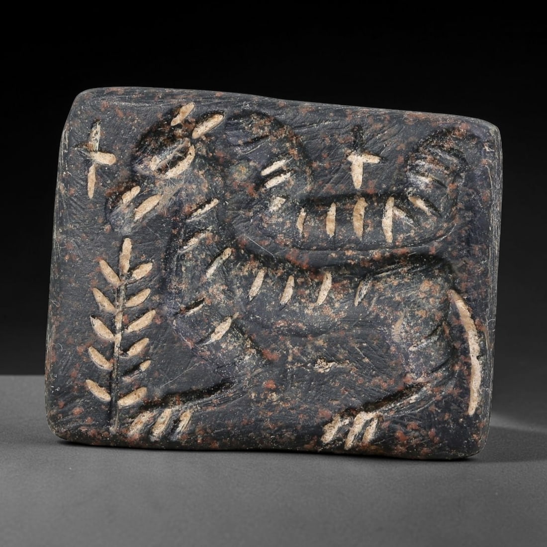 Ancient Elamite Civilization Double-Convex Intaglio Stone Seal Bead (3200-539 BCE), 95AJ (1 of 2)