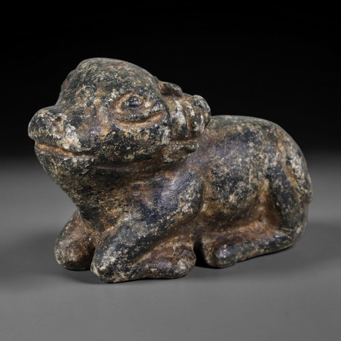 Ancient Elamite Civilization Recumbent Bovid Zoomorphic Stone Amulet Figurine (3200-539 BCE), 74AJ (1 of 2)