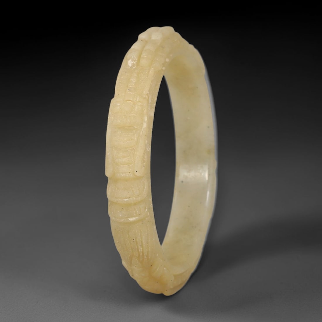 Natural Burmese Type A Jadeite Jade Carving Bangle Bracelet, 70AL (1 of 2)
