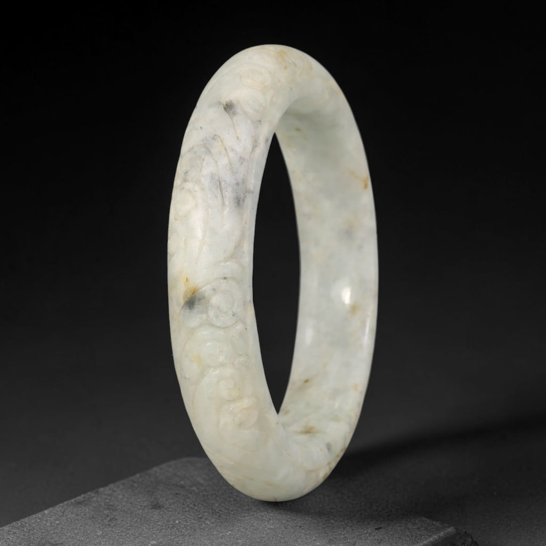 Natural Burmese Type A Jadeite Jade Carving Bangle Bracelet, 67AL (1 of 2)