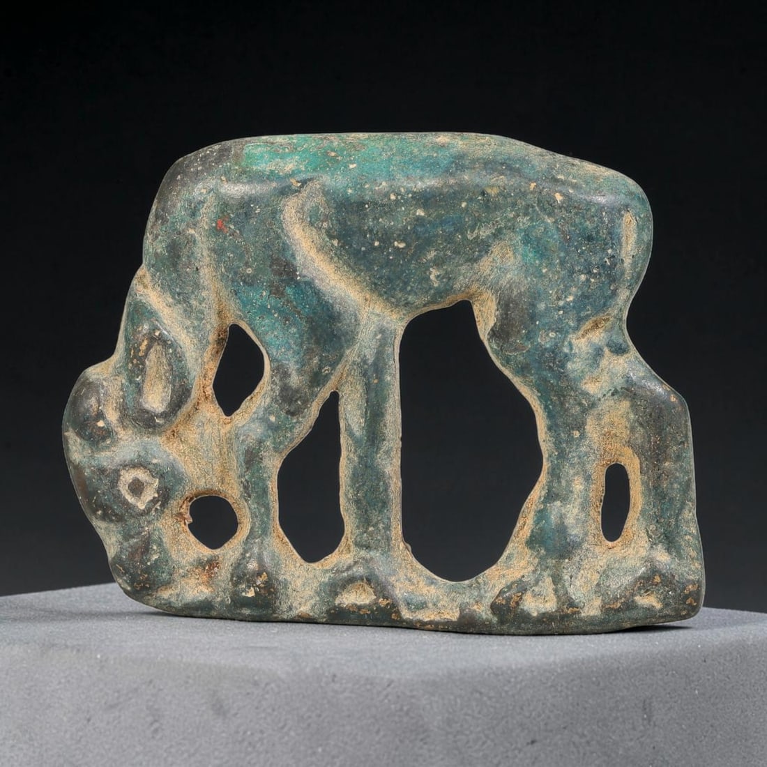 A Mongolian Steppe Bronze Openwork Animal Plaque, 64BD (1 of 2)