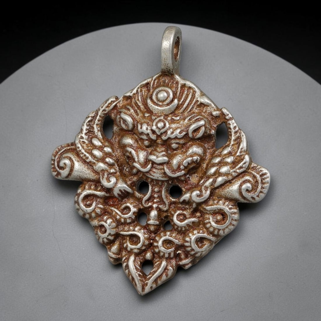 A Himalayan Tibetan Tribal Silver Openwork Protective Pendantc, 66BD (1 of 2)