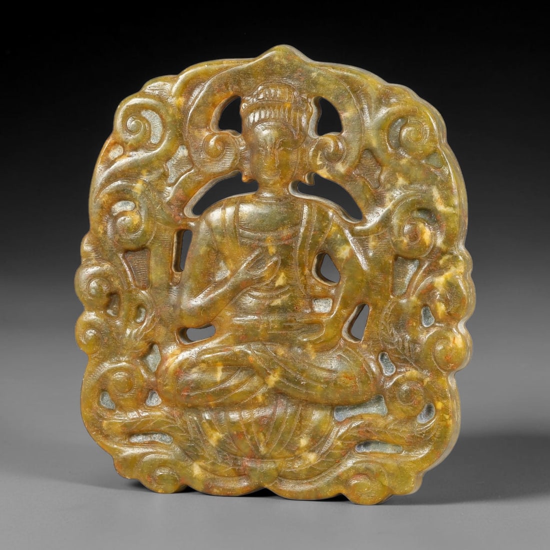 A Chinese Openwork Jade Seated Buddha Plaque, 24BD (1 of 2)