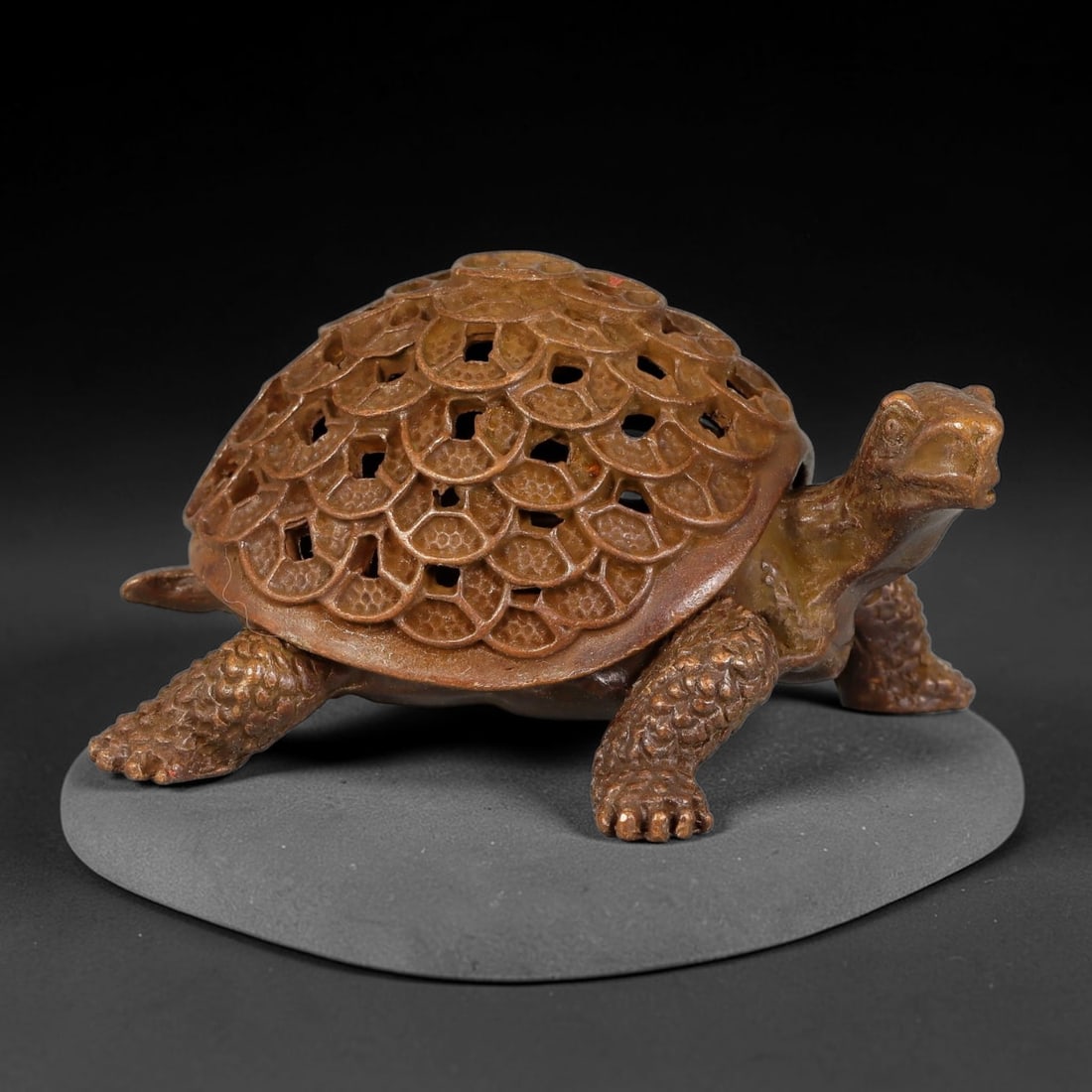 A Chinese Bronze Turtle Form Openwork Censer, 55AX (1 of 3)
