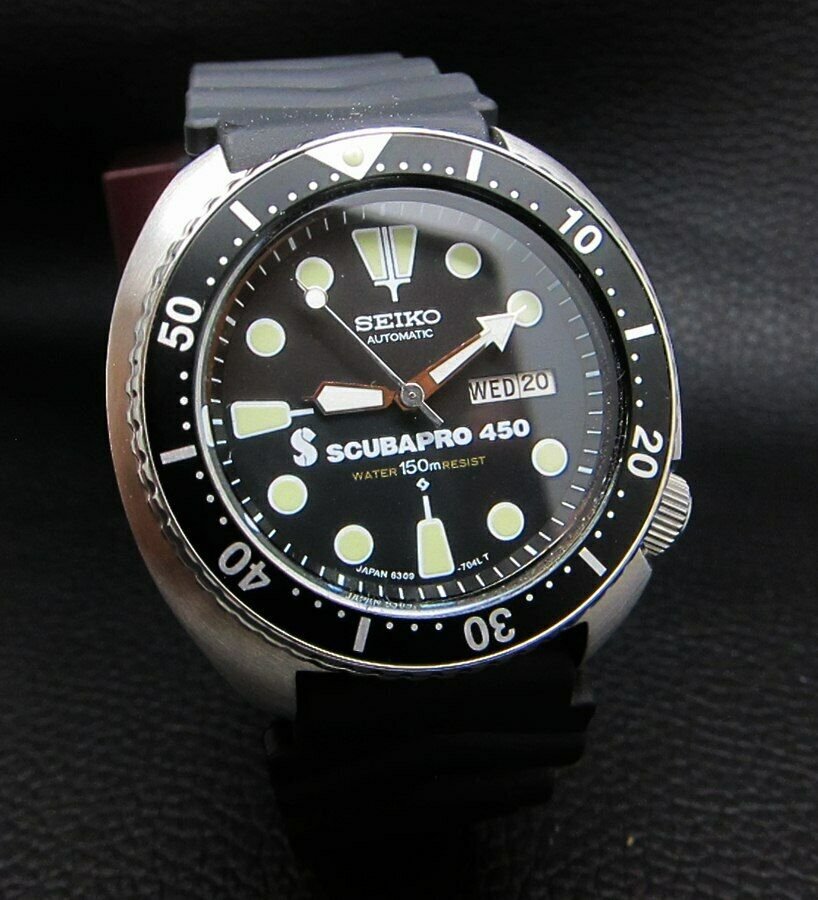 SEIKO TURTLE SCUBA PRO 450 BIG 6309 DIVERS AUTOMATIC: SEIKO SCUBA 450M TURTLE AUTOMATIC Brand : Seiko - Fully Restored by Seiko Watch Japan Series : Turtle Scuba Movement : 6309 Japan Movement Case Material : Huge Stainless Steel Diameter with Crown : 43