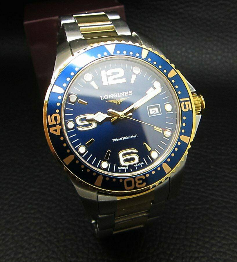 LONGINES HYDROCONQUEST BLUE TWO TONE QUARTZ STEEL WATCH: LONGINES HYDROCONQUEST SPORTS SWISS BLUE TWO TONE QUARTZ STEEL SWISS WATCH