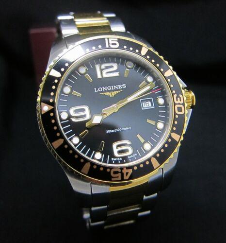 LONGINES HYDROCONQUEST BLACK TWO TONE QUARTZ WATCH: Condition : Good Condition Brand : Longines Series : HydroConquest Movement : Longines Quartz Swiss Movement Case Material : Stainless Steel - Two Tone Rose Gold Diameter with Crown : 41 mm BIG CASE D