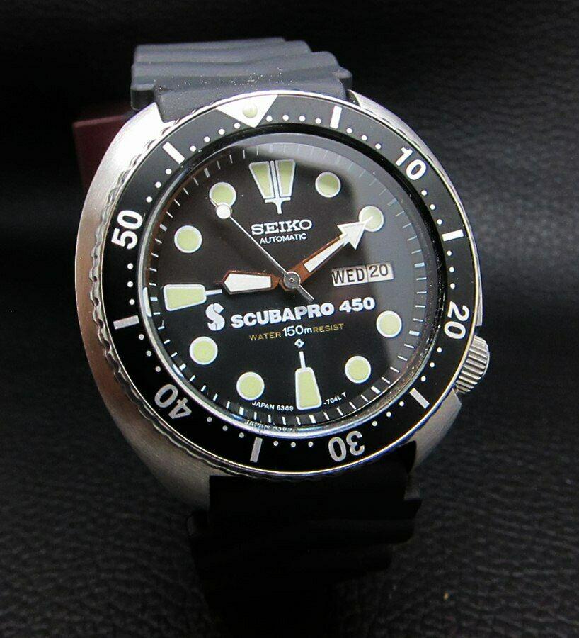 SEIKO TURTLE SCUBA PRO 450 BIG 6309 DIVERS AUTOMATIC: SEIKO SCUBA 450M TURTLE AUTOMATIC Brand : Seiko - Fully Restored by Seiko Watch Japan Series : Turtle Scuba Movement : 6309 Japan Movement Case Material : Huge Stainless Steel Diameter with Crown : 43
