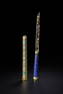 A CHINESE INLAID BLUE STONE ENAMELLED KNIVES MARK AND