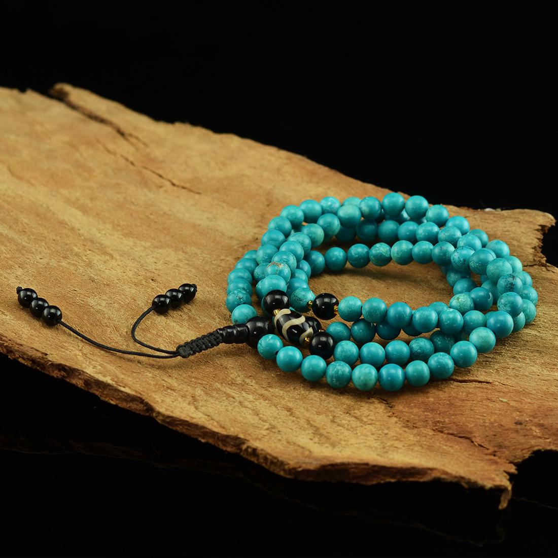 8 mm Turquoise 108 Beads Mala / Black Onyx Partition (1 of 1)