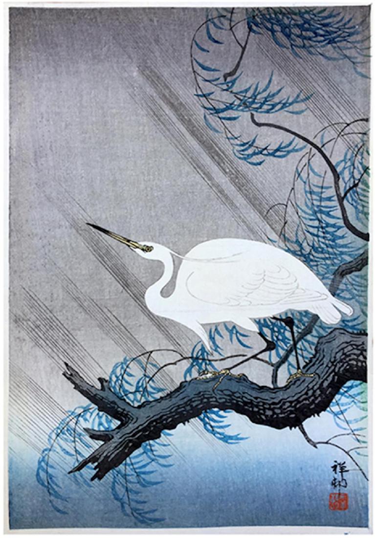 Ohara KosonEgret on a Bough of a Willow Tree: Ohara KosonEgret on a Bough of a Willow Tree . Ohara Koson (1877-1945) was a Japanese painter and printmaker of the late 19th and early 20th centuries and became a part of the shin-hanga ("New Print")
