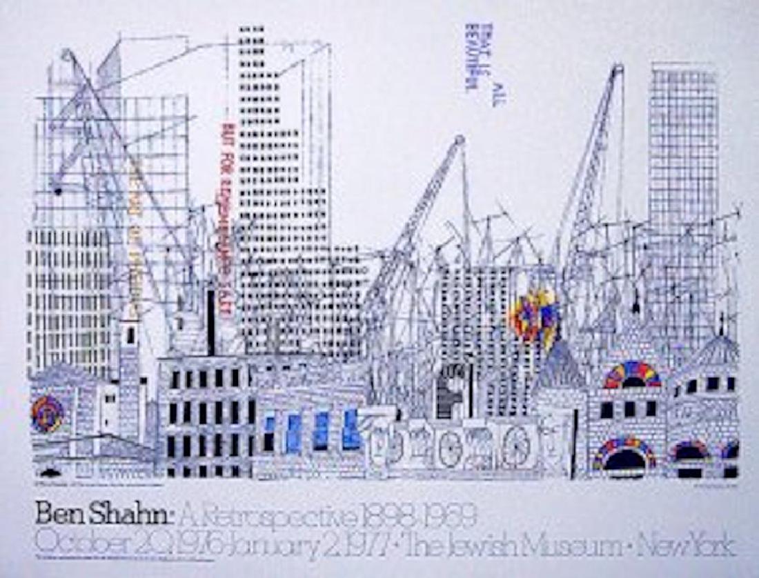 BEN SHAHAN 1898-1969 A RETROSPECTIVE JEWISH MUSEUM NY: BEN SHAHAN 1898-1969 A RETROSPECTIVE JEWISH MUSEUM NY 1977 VINTAGE POSTER SIZE 27.1/2 X 21 INCH RARE VINTAGE IN MINT CONDITION