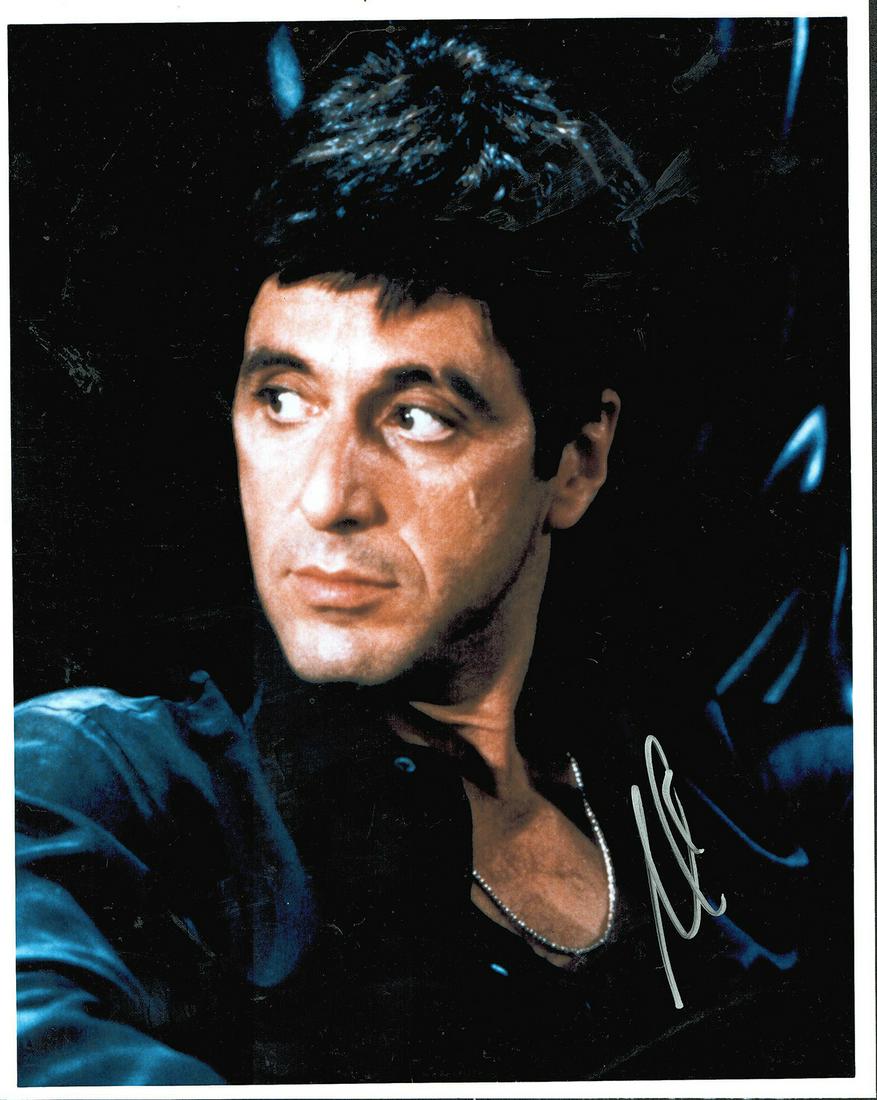 Al Pacino - 8 x 10 Signed Photograph w/COA: Al Pacino - 8 x 10 Signed Photograph w/COA. A signed photograph of Al Pacino from "Scarface." Signed by him in silver felt tip pain marker. Comes with COA from Todd Mueller Autographs