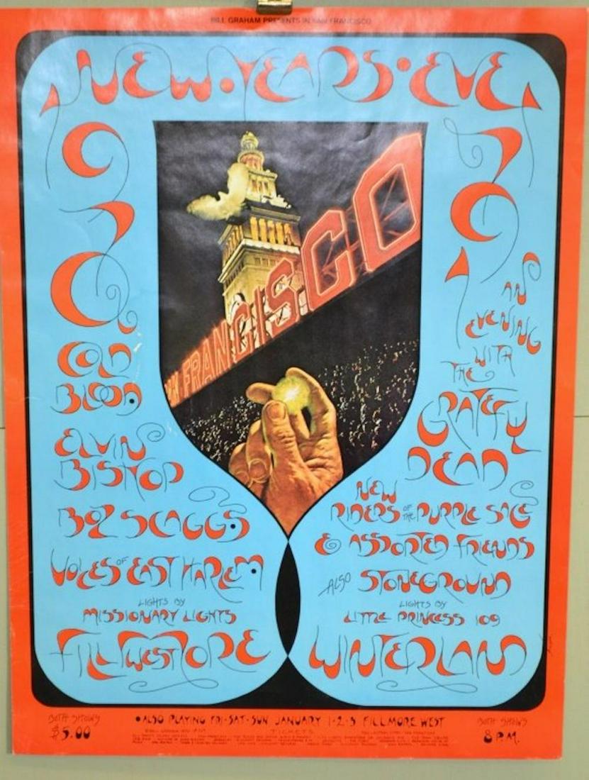 GRATEFUL DEAD CONCERT POSTER: GRATEFUL DEAD CONCERT POSTER. 1ST PRINT, DATED 1970. MEASURES AT 21X28