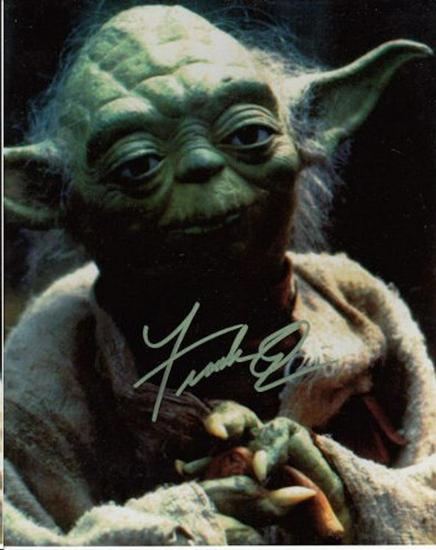 FRANK OZ YODA AUTHENTIC SIGNED 8 X 10 PHOTOGRAPH #2: FRANK OZ YODA AUTHENTIC SIGNED 8 X 10 PHOTOGRAPH #2. THIS ITEM HAS BEEN INSPECTED AND AUTHENTICALLY VERIFIED BY ENCORE AUTOGRAPHS. IT IS NOT A COPY, REPRINT, OR ANY KIND OF FACSIMILE OF THE ARTIST\'S 