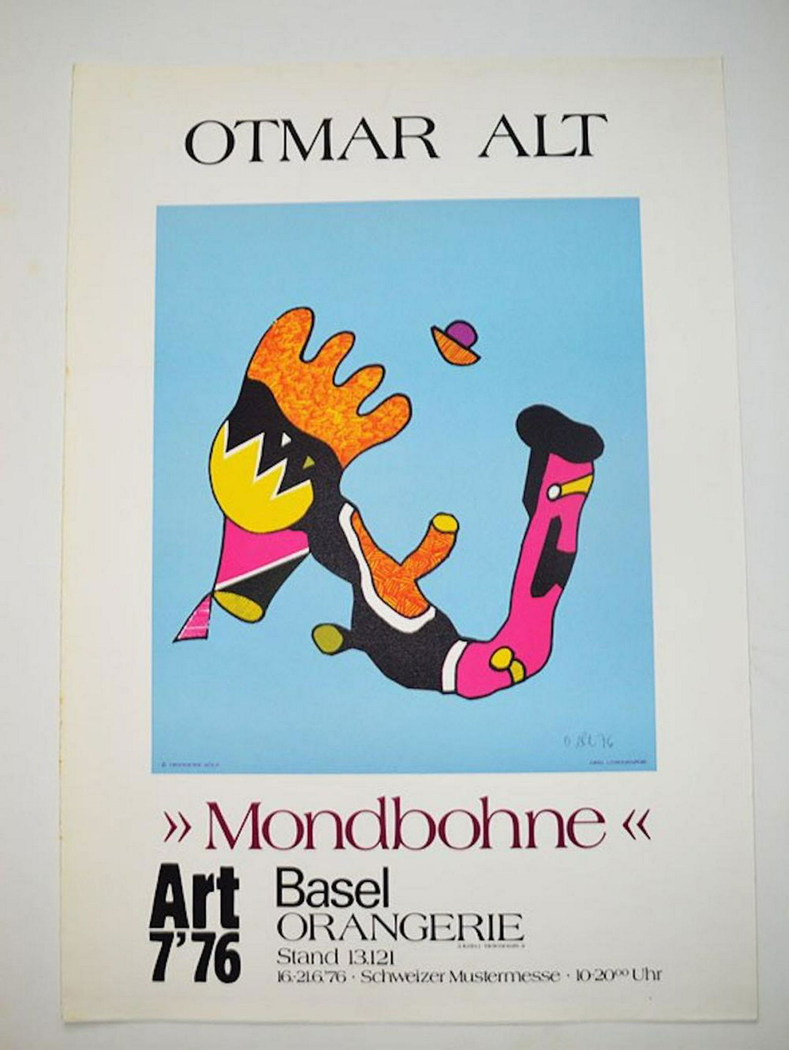 OTMAR ALT" MONDBOHNE BASEL ORANGERIE": OTMAR ALT" MONDBOHNE BASEL ORANGERIE". MEASURES AT 20 X 29