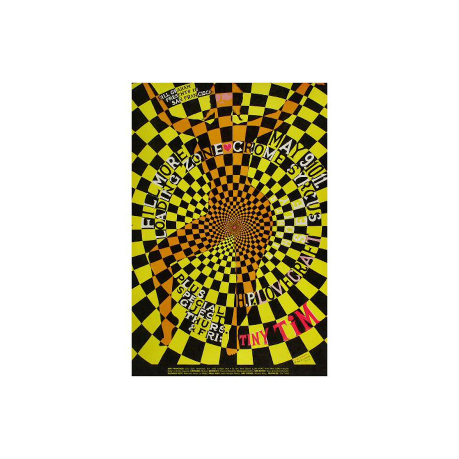 The Loading Zone - 1968 Fillmore Poster: THE LOADING ZONE (American Rock Band) Original & Vintage Bill Graham Presents Concert Poster featuring The Loading Zone, Crome Syrcus, H.P. Lovecraft and Tiny Tim. This poster is #119-1 in The Bil