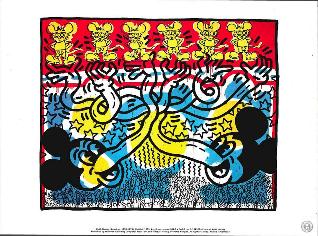 Keith Haring Printbook Poster - "Untitled, 1983": Keith Haring Printbook Poster - "Untitled, 1983". This image was part of the Keith Haring Printbook (1993). These items were acquired from a collector few years ago, and we are now selling them to the