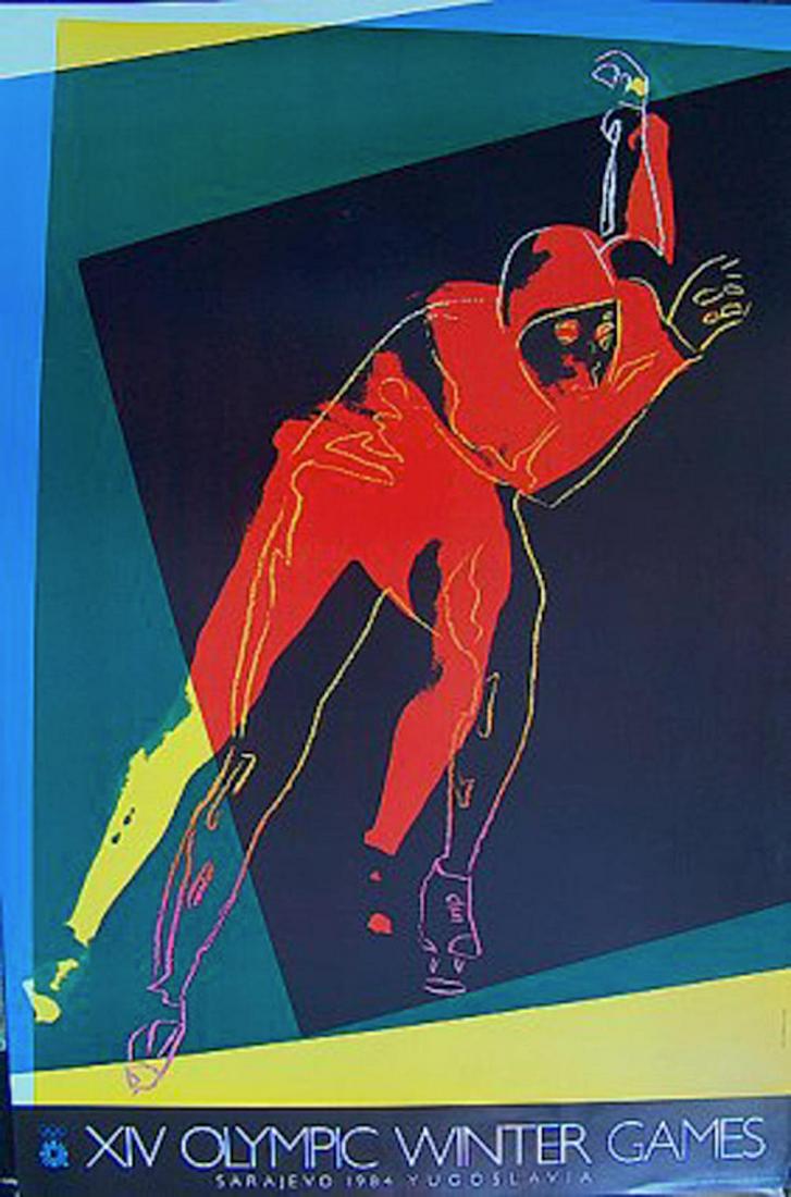 warhol sarajevo winter olympics: ANDY WARHOL ORIGINAL POSTER FOR THE XIV WINTER OLYMPIC GAMES SARAJEVO 1984 YUGOSLAVIA. COPYRIGHT: ANDY WARHOL C 1983, A TRADEMARK OF OCOG SARAJEVO '84. SIZE: 24X36 [NCH IN MINT CONDITION NEVER FRAMED