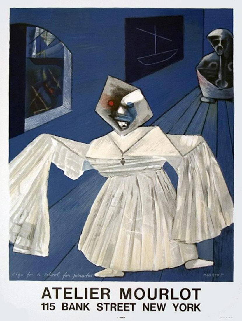 Ernst, Max Sign for a School for Pirates Lithograph 19: Ernst, Max Sign for a School for Pirates Lithograph 1970Paper size 28 x 21 inchesImage size 23.75 x 19.25 inchesprinted by Atelier Mourlot at Bank Street in New York City.