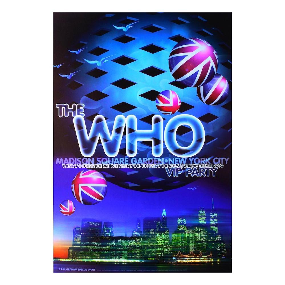 The Who - 2000 Concert Poster: THE WHO (English Rock Band). Original & Vintage Concert Poster featuring The Who. Venue: Madison Square Garden, New York, New York. Dated: October 3, 2000. Artist: Rex Ray. First Printing. Includes CO