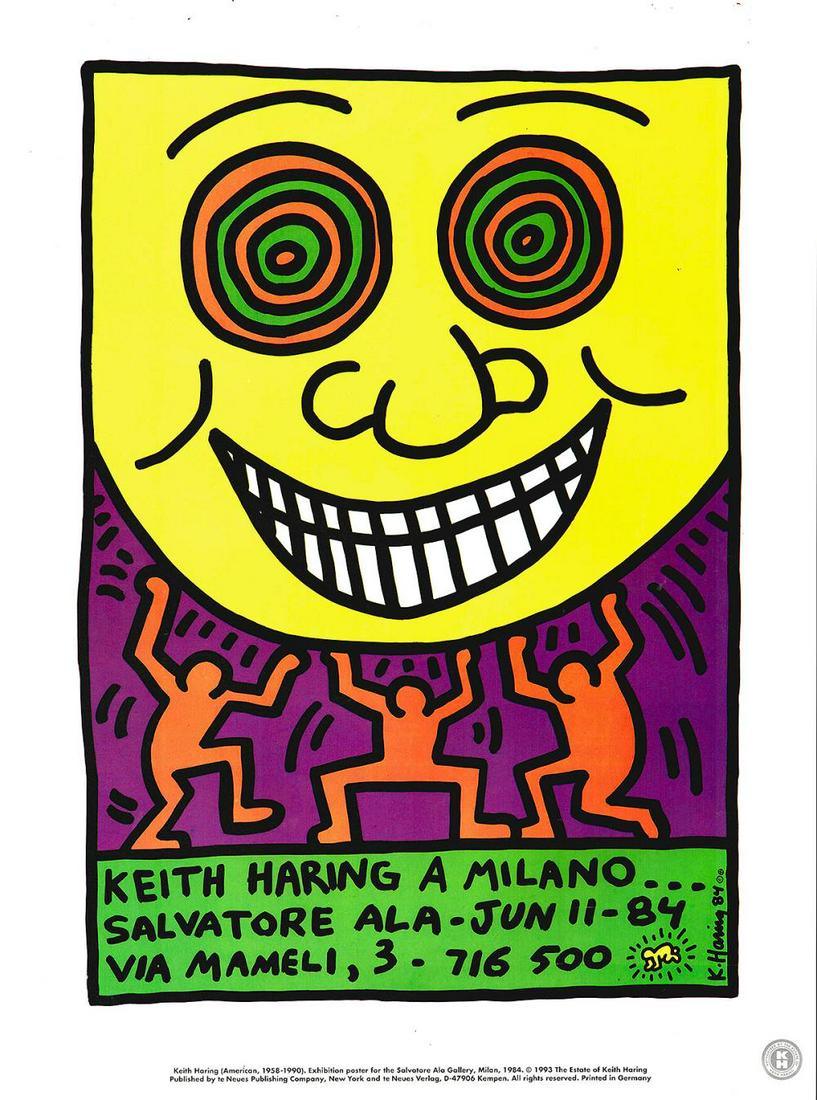 Keith Haring Printbook Poster - "Exhibition Poster for: Keith Haring Printbook Poster - "Exhibition Poster for the Salvatore Ala Gallery, Milan, 1984". This image was part of the Keith Haring Printbook (1993). These items were acquired from a collector few