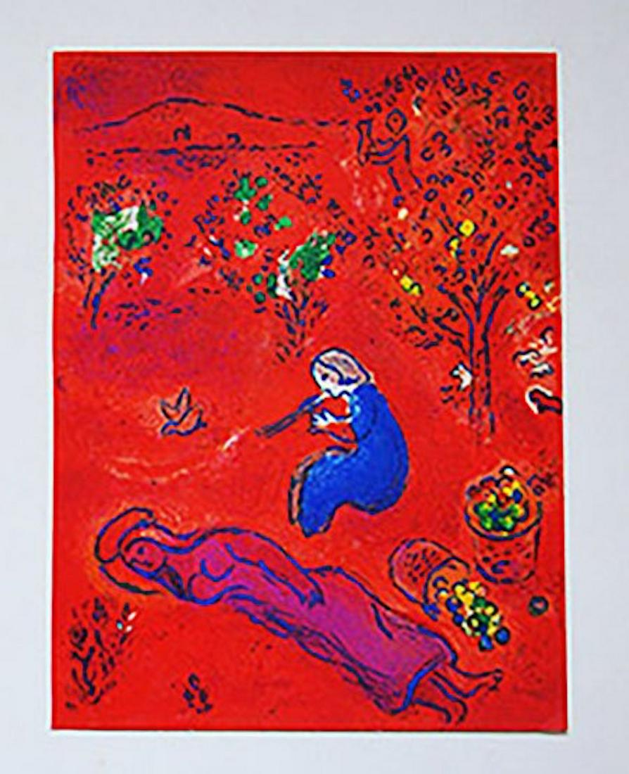MARC CHAGALL "DAPHNIS AND CHLOE" OFFSET LITHOGRAPH: MARCH CHAGALL "DAPHNIS AND CHLOE" "Vintage Genuine Off Set Lithographic Antique Book Print"Published in 1977 - 35 Year Old Antique Print Copy written by: Les Editions , Verve Paris 1961 Publisher : Ge