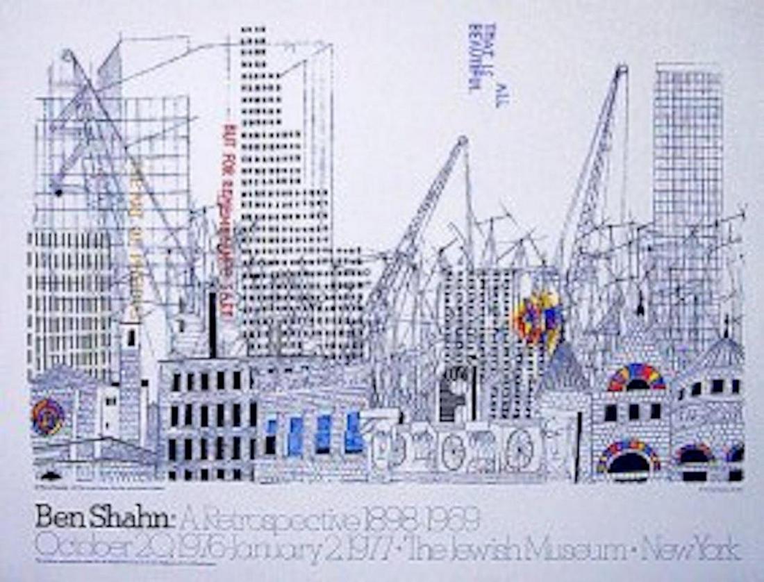 BEN SHAHAN 1898-1969 A RETROSPECTIVE JEWISH MUSEUM NY: BEN SHAHAN 1898-1969 A RETROSPECTIVE JEWISH MUSEUM NY 1977 VINTAGE POSTER SIZE 27.1/2 X 21 INCH RARE VINTAGE IN MINT CONDITION