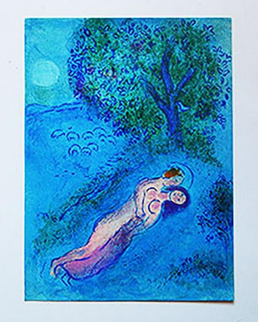 MARC CHAGALL "DAPHNIS AND CHLOE" OFFSET LITHOGRAPH: MARCH CHAGALL "DAPHNIS AND CHLOE" "Vintage Genuine Off Set Lithographic Antique Book Print"Published in 1977 - 35 Year Old Antique Print Copy written by: Les Editions , Verve Paris 1961 Publisher : Ge