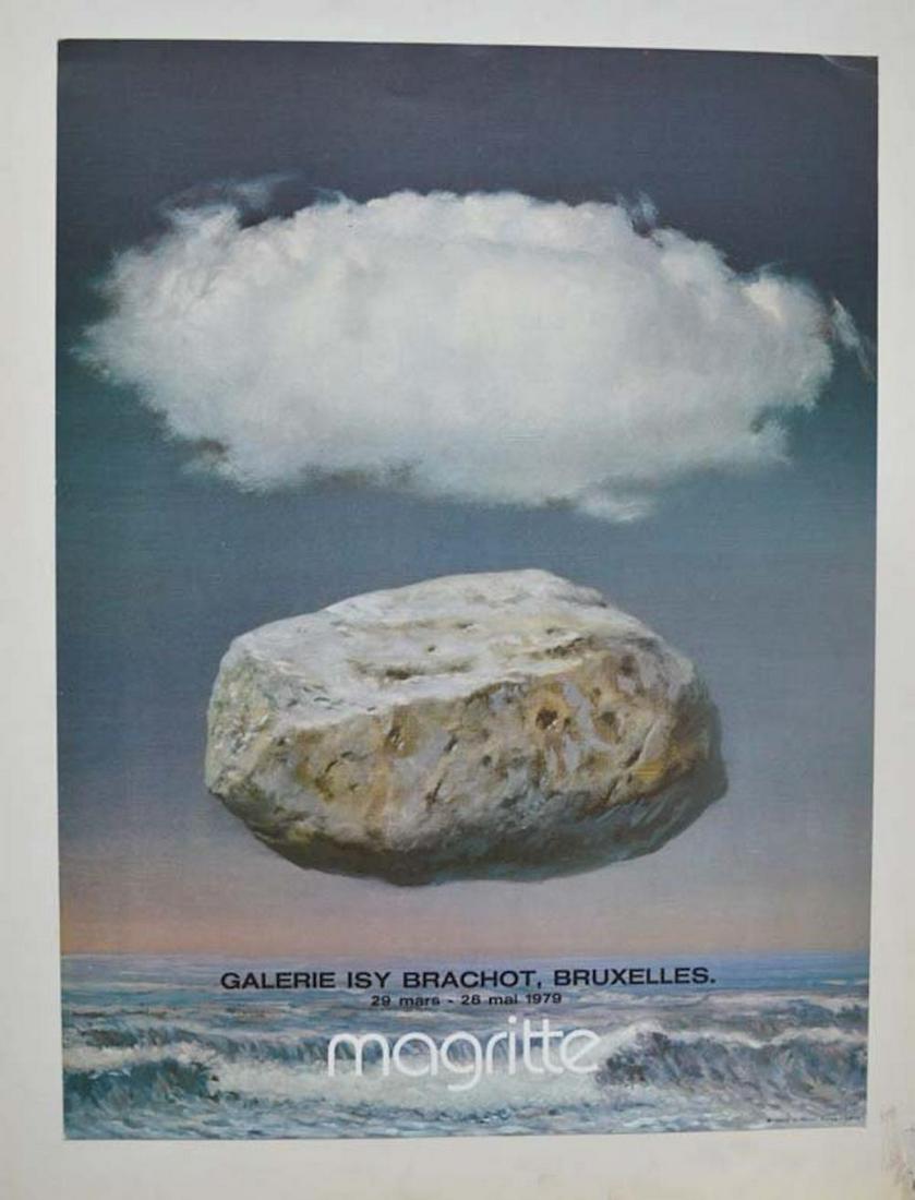 RENE MAGRITTE "FLOATING ROCK" POSTER: RENE MAGRITTE "FLOATING ROCK" POSTER. MEASURES AT 31 1/2 X 23 1/2